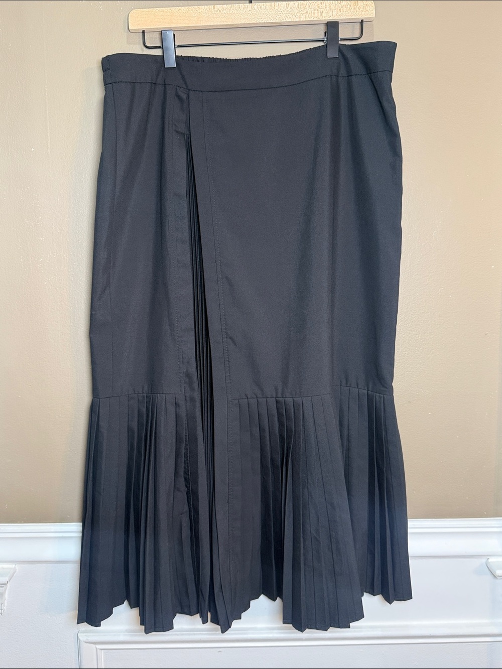 Masai Black Accordion Pleated Midi Skirt XXL Art-to-Wear